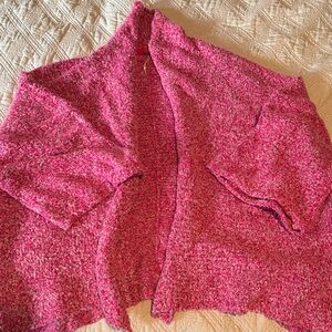 Free People Pink Textured Open-Front Sweater